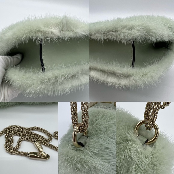 ❌SOLD❌Authentic Valentino Garavani rockstud Mink Fur chain shoulder bag - Picture 10 of 16